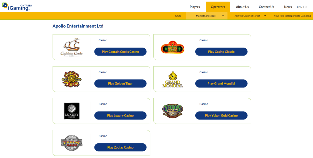 Apollo Entertainment Ltd. on iGaming Ontario